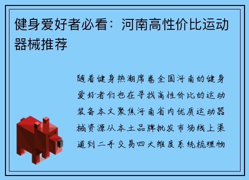健身爱好者必看：河南高性价比运动器械推荐